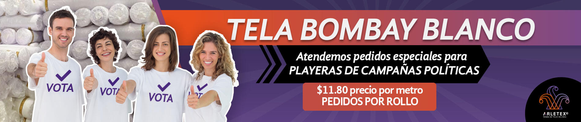 Banner Tela Bombay Para Playeras Campañas Electorales