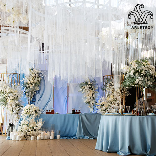 Decoración de salones para eventos con tela Bombay