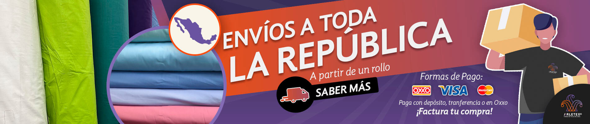 Banner Envíos Tela Bramante 50% Algodón 50% Poliéster