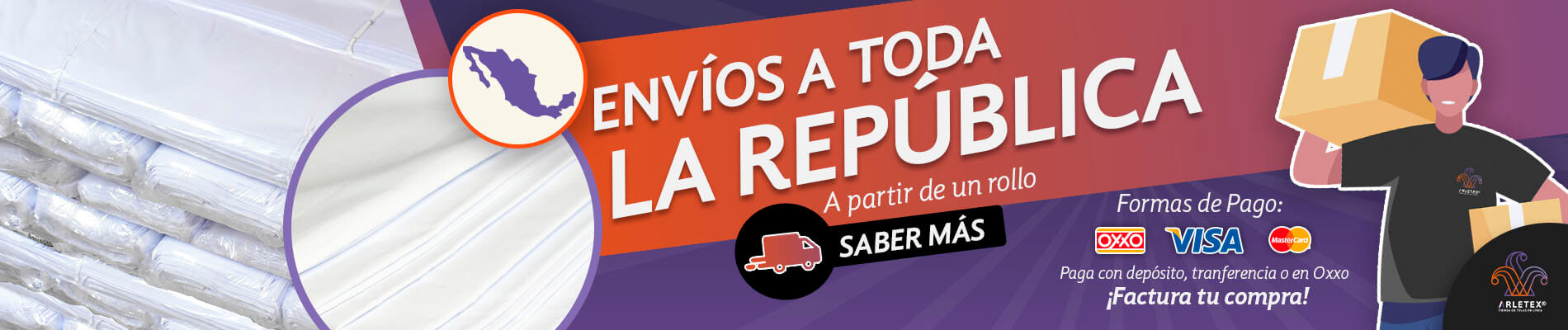 Banner Envíos Tela Bramante Blanco