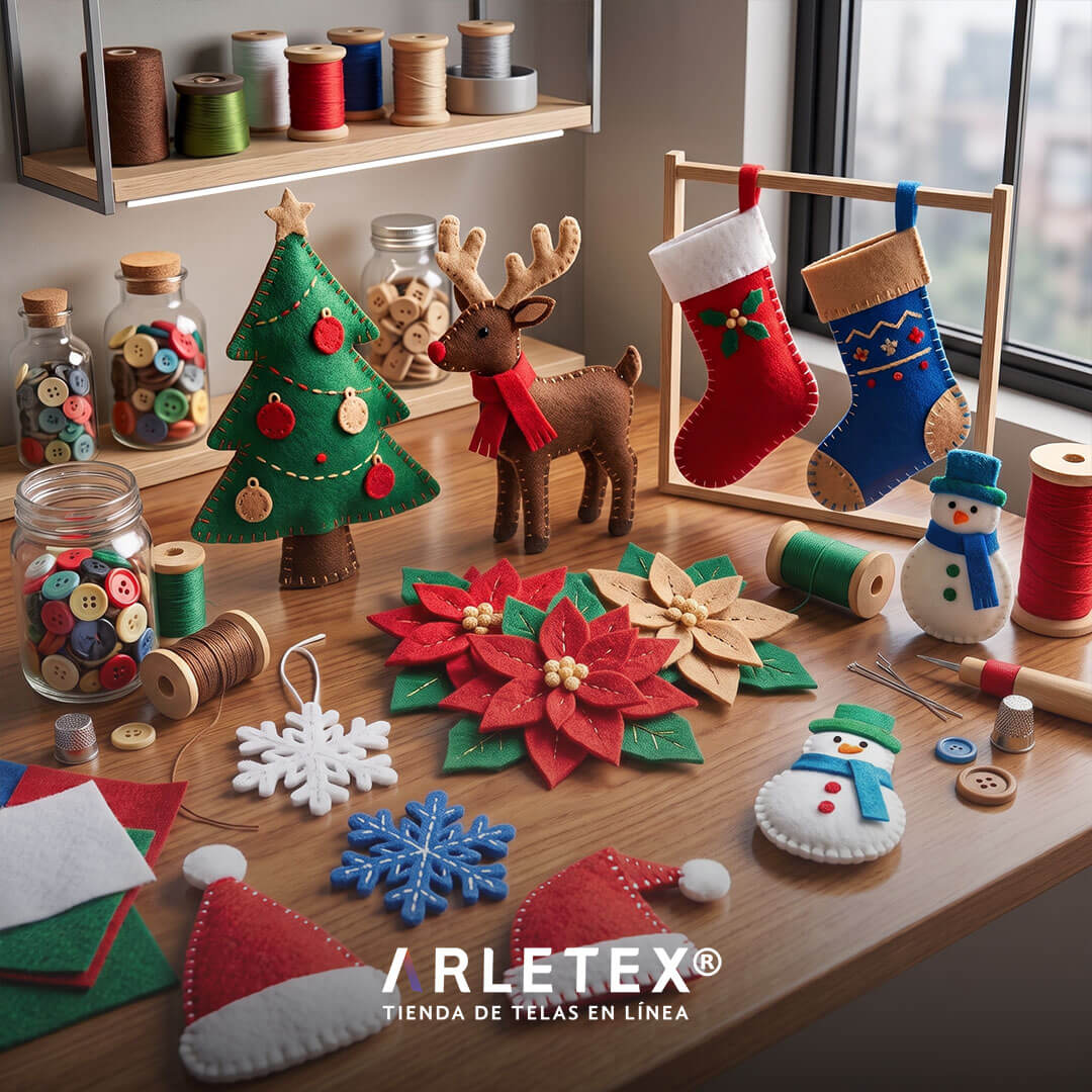 Tela Fieltro para manualidades y adornos navideños