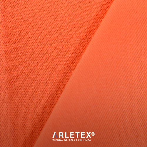 Tela Gabardina Color Naranja Neon