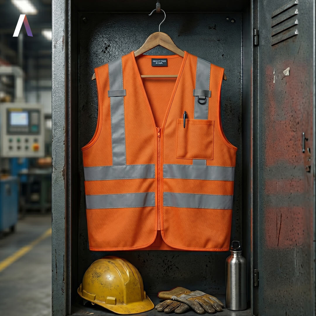Chaleco de seguridad de alta visibilidad en gabardina fluorescente