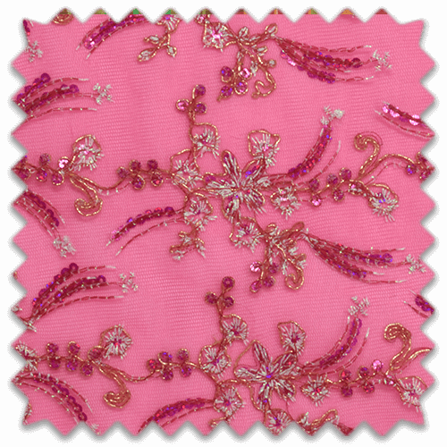 Tul Bordado Rosa