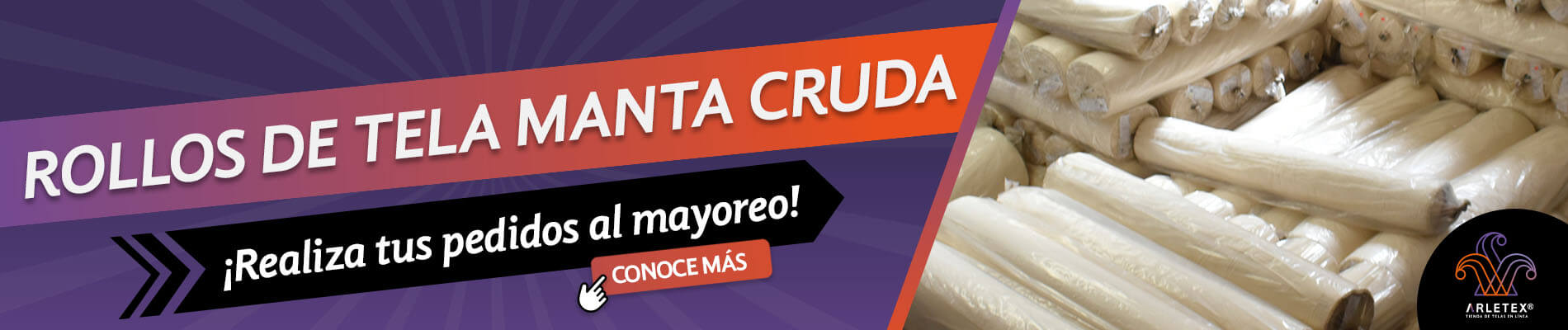 Banner Rollos Tela Manta Cruda