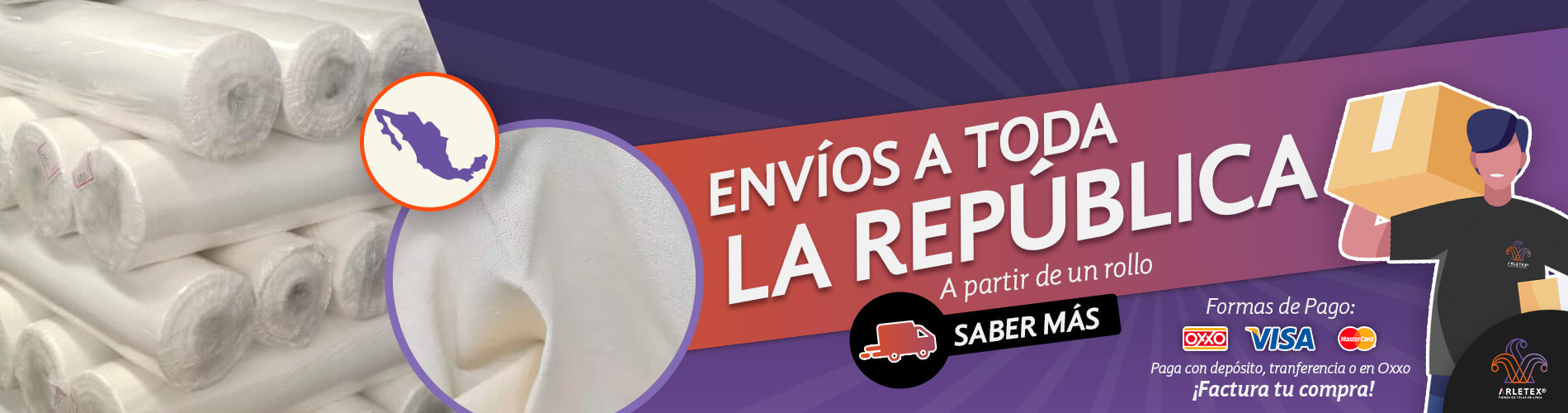 Banner Envíos Tela Manta Prelavada