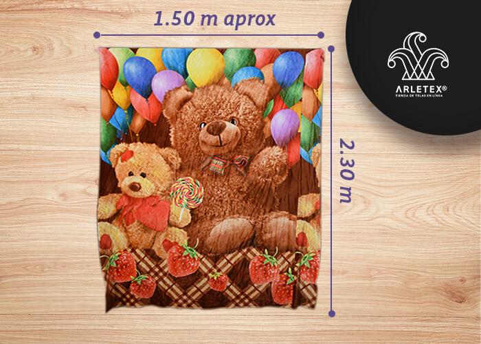 Muestrario Cobertor Oso Con Globos Medidas