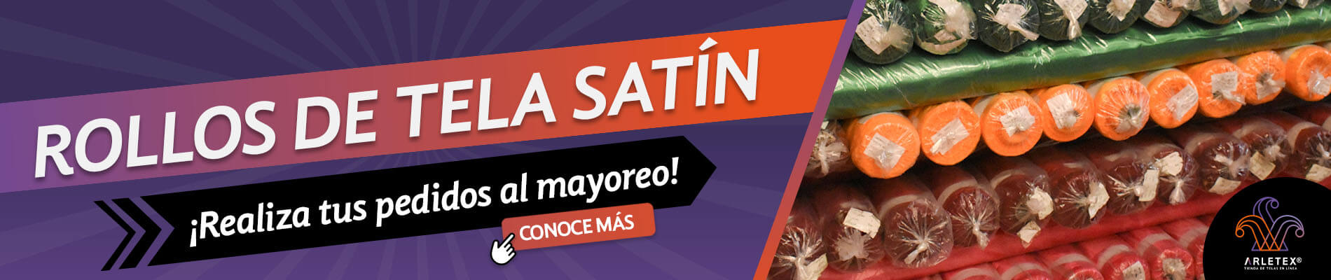 Banner Rollos De Tela Satin