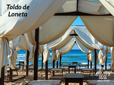 Toldo confeccionado con tela Loneta