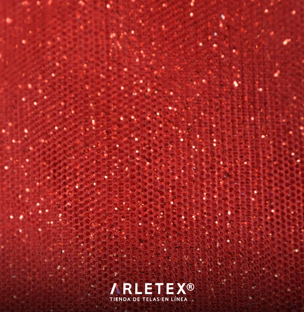 Tul Rojo Con Brillos Arletex