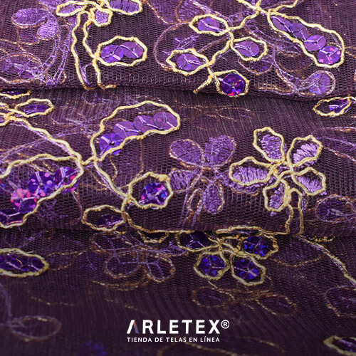 Tul Bordado Morado Arletex