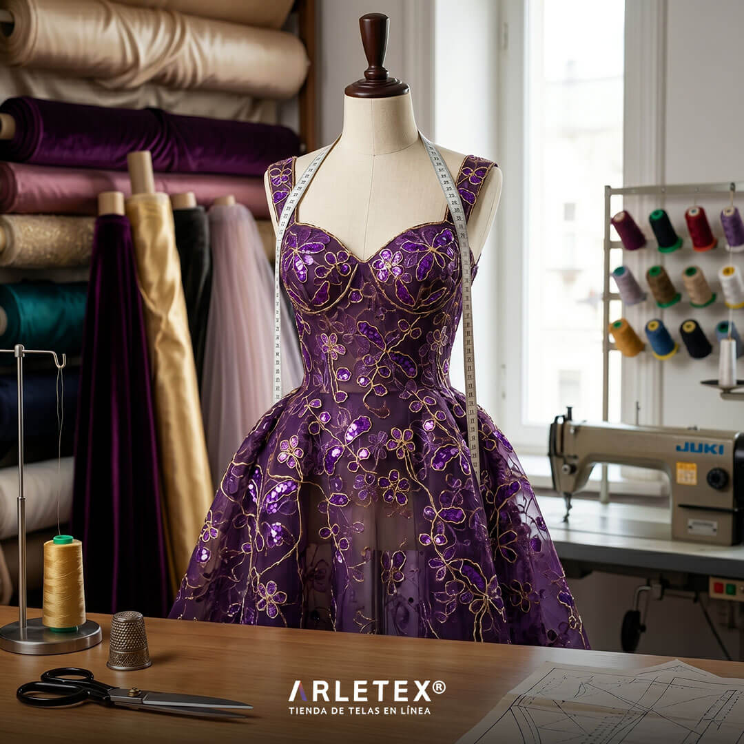 Tul Bordado para vestidos con detalles