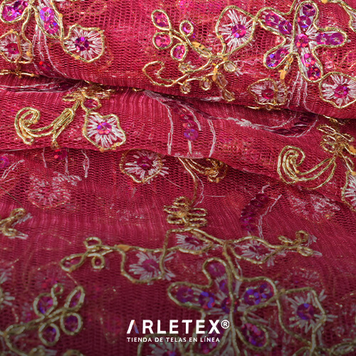 Tul Bordado Morado Arletex