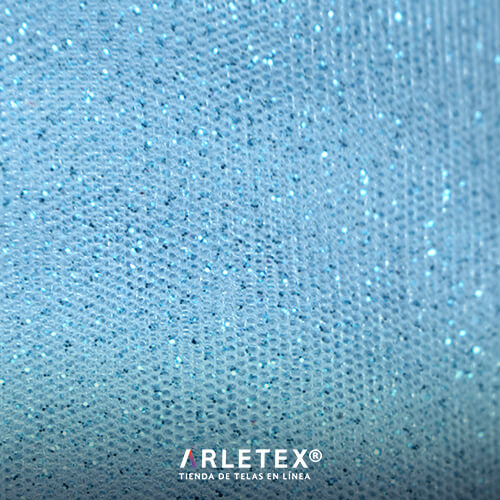 Tul Glitter Azul Cielo Arletex