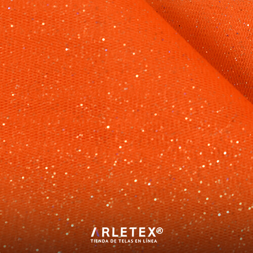 Tul Glitter Naranja Arletex