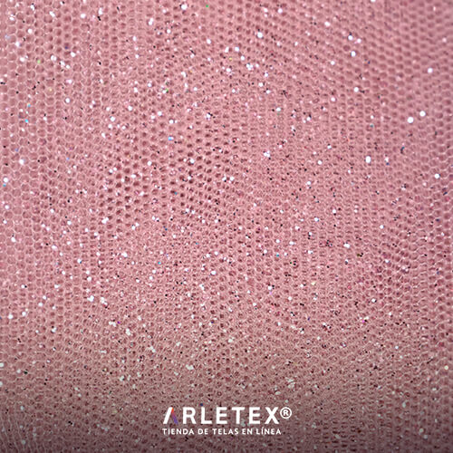 Tul Glitter Palo de Rosa Arletex