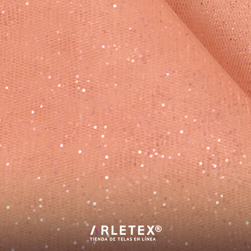 Tul Glitter Salmón Arletex