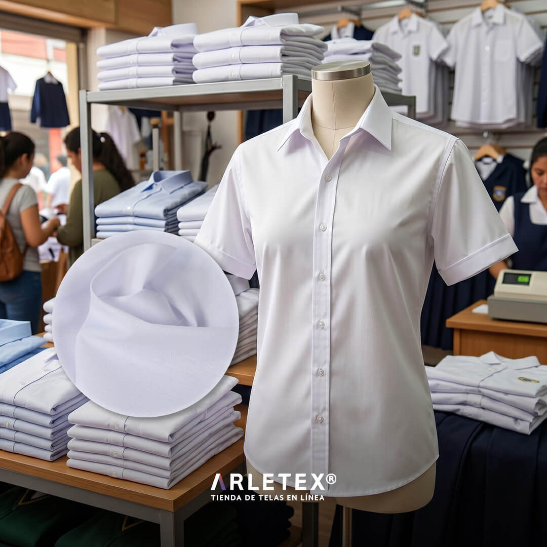 Tela Popelina Lisa para camisas escolares