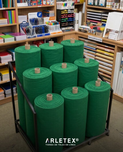 rollos de fieltro verde