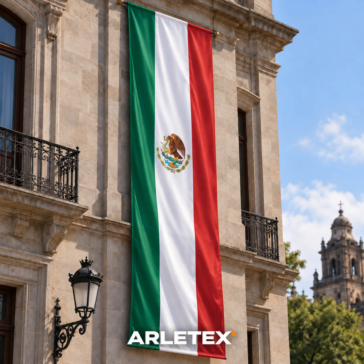 Tela tricolor verde, blanco y rojo para pendón patrio